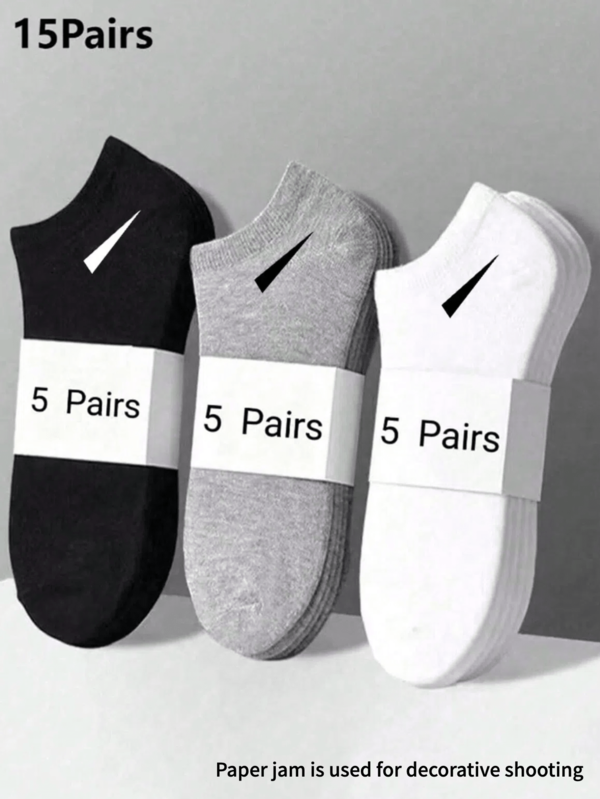 1/9/10/15 paires de chaussettes unisexes, chaussettes de sport, chaussettes courtes blanches/noires/grises, chaussettes invisibles, style minimaliste de couleur unie, convient pour un port quotidien décontracté
