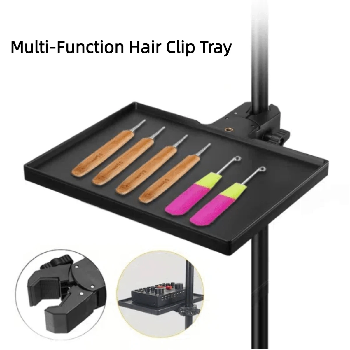Wig Tray For Tripod Caddy & Wig Stand - Adjustable Multifunctional Tray For Hairdressing (Black) - Đen 1 cái - Xem 1