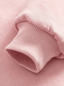 Sudadera con forro térmico con estampado del lema "SOY SOLO UNA CHICA" para niña preadolescente, parte superior cálida y cómoda para otoño/invierno - Rosa - Ver 5
