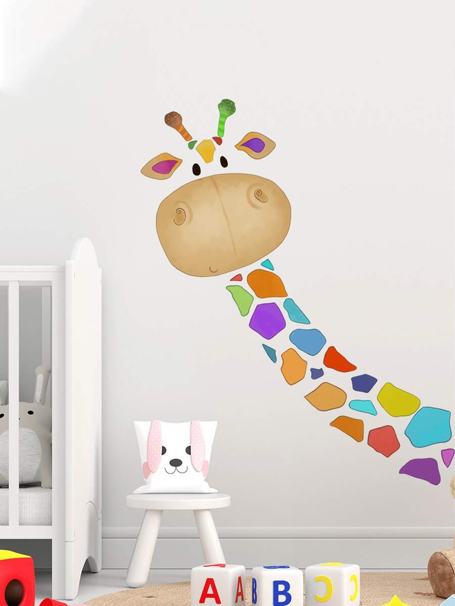 1/2 piezas Pegatinas de pared de jirafa coloridas y lindas, pegatinas de decoración para habitación de niños, pegatinas para puertas, uso en múltiples escenarios, pintura caprichosa - Multicolor - Ver 1