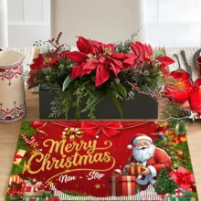 1 Stück/4 Stücke/6 Stücke Weihnachtsmann Muster Leinen Tischsets, geeignet für Esszimmertisch, Weihnachten, kann als Weihnachtsgeschenk, Weihnachtsdekoration verwendet werden, ganzjährig einsetzbar, moderne waschbare Tischdekor, Raumdekoration, Tischsets, Untersetzer, Küchen- und Esszimmertischmatten, Innen- und Außenpartydekoration, Heimdekoration, ideales Geschenk