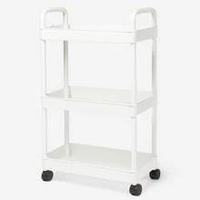 Carro de Almacenamiento con Llantas para Oficina, Hogar, Peluquería, Estante Organizador Vertical 3 Repisas Deslizable de Plástico Resistente. - Blanco - Ver 2