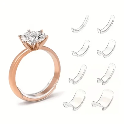 4/8 st ringjusterare, ringstorleksmätare, ringstorleksjusterare, ringpassare, osynlig justerbar ringreduceringsdyna, passar alla universella ringstorlekar