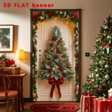 Guirlandas multifuncionais planas 2D para festivais - Faixas de porta de fibra de poliéster brilhante, adequadas para Natal, Halloween, etc. - Fáceis de pendurar, sem necessidade de energia, perfeitas para festas e comemorações, especialmente para o Natal