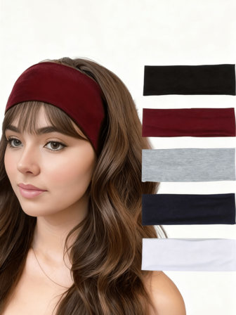 1/5 Pcs Of Women's Sweat Absorbing Sports Headband - Wide, Elastic Yoga Headband Solid Color Fabric Headband, Suitable For Running And Fitness, Comfortable And Non Slip Design Hair Accessories Autumn Accessories Autumn Hairband For Face Washing Head Scarf Women Bandana Fashion Head Wrap Fall Hair Band Winter For Vacation Outfits Woman