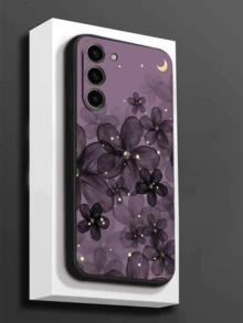 Funda para  con motivos florales artísticos, compatible con los modelos  16E, 15, 14, 13, 12 y 11/X/XR/XS MAX, MINI, Pro, PLUS y Pro MAX. Y son compatibles con los modelos  S24 Ultra/S23 FE/S22 Plus/S21/S20/A55/A54/A35/A34/A32/A25/A24. Fabricadas con material TPU, estas fundas protectoras ofrecen absorción de impactos, resistencia a caídas y protección contra manchas, lo que las convierte en una opción esencial para uso personal o como regalo. Perfecta para San Valentín, Halloween, Navidad y otras ocasiones festivas. - Negro-1 - Ver 2