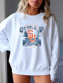 Vintage 90s Syracuse University Orange Men Hooded Graphic Sweatshirt (Xl) - 白色 - 查看 2