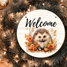 2D Plan - Decorative Signs And Plaques, One Autumn Welcome Sign - Round Wooden Hedgehog Pendant, Suitable For Home, Farm, Cafe, Thanksgiving, Harvest Season - Universal Festival Theme Outdoor Decoration, No Electricity Required Christmas Decorations Home Christmas Gifts Christmas Decor