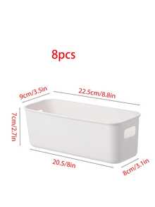 5 件/8 件/12 件白色塑料抽屉整理器套装，多功能浴室和梳妆台抽屉整理托盘，用于存放化妆品、卧室、厨房用具和办公室储物箱 - 白色 - 查看 15
