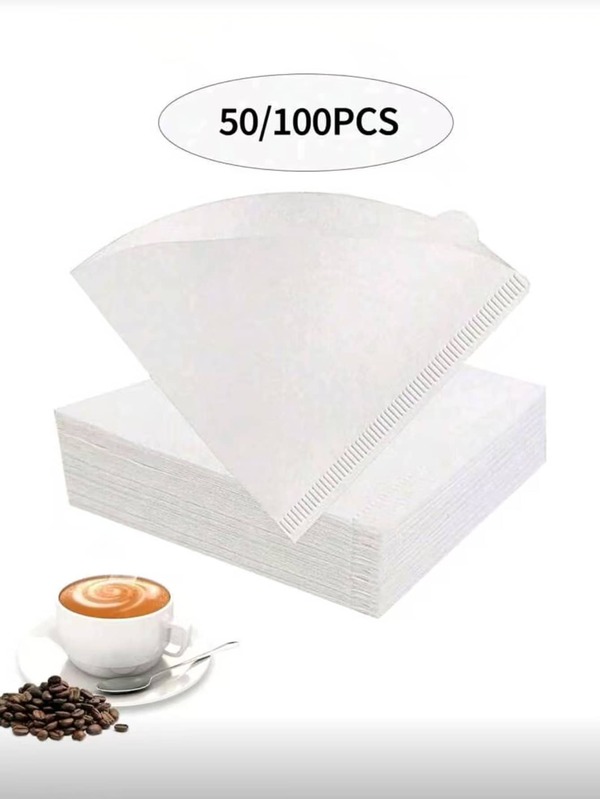 50 o 100 piezas de papel de filtro de café V02, papel de filtro de café con forma de abanico vertido a mano, adecuado para el hogar, la oficina, el rincón del café y los viajes
