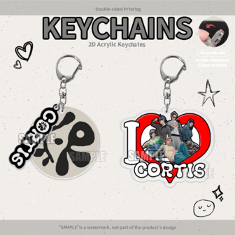COR-TIS 啦啦队钥匙扣，JAMES 赵岩承宣周边包包吊饰钥匙扣，Corti 钥匙扣，CORTI 标志 Kpop 钥匙扣，适用于 KPOP 团体周边收藏品，透明亚克力标志吊坠配件，带有黑白 COR-TIS 品牌标志，耐用钥匙扣配件，适用于钥匙、包、背包