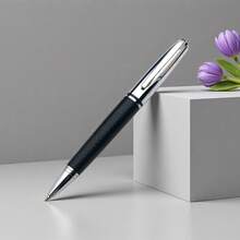 1 caneta esferográfica de metal giratória luxuosa (embalagem de Pu), tinta sem manchas/adequada para tarefas escolares, reuniões de negócios e uso ao ar livre/perfeita para estudantes/empresários e para presentear - design moderno