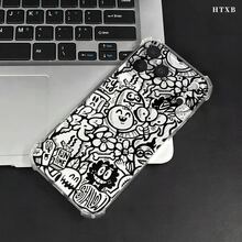 Funda para teléfono con diseño de grafiti negro, esquinas reforzadas y protección anticaídas. Compatible con phone 17, 16, 15, 14, 13, 12, 11 Pro, X y XS. Ideal para regalar a amigos y familiares en Halloween y Acción de Gracias. - transparente - Ver 5