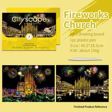 A3 Größe Stadt Landschaft Kratzbild Malset, kreatives DIY Zeichnen Set für Erwachsene, farbiges Kratzbild Papier, Geburtstags-/Feiertags-/Weihnachts-/Neujahrgeschenk - Verschiedenfarbig - Übersicht 13