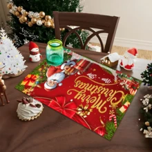 1 Stück/4 Stücke/6 Stücke Weihnachtsmann Muster Leinen Tischsets, geeignet für Esszimmertisch, Weihnachten, kann als Weihnachtsgeschenk, Weihnachtsdekoration verwendet werden, ganzjährig einsetzbar, moderne waschbare Tischdekor, Raumdekoration, Tischsets, Untersetzer, Küchen- und Esszimmertischmatten, Innen- und Außenpartydekoration, Heimdekoration, ideales Geschenk