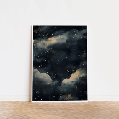 1 cái, Nghệ thuật bầu trời đầy sao quyến rũ cổ điển, Bản in bầu trời đầy sao, Nghệ thuật ban đêm, Phong cảnh cổ điển, Nghệ thuật bầu trời ánh trăng, Tranh treo trang trí bầu trời đêm, Phong cách học thuật tối, Nghệ thuật treo tường, Áp phích, Nghệ thuật treo tường có khung - Vải canvas (Khung tùy chọn)