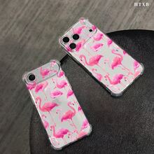 Teléfono: Un teléfono móvil con estampado de flamencos en toda la pantalla, protección anticaídas en las cuatro esquinas e impresión transparente. Compatible con los modelos phone 17, 16, 15, 14, 13, 12, 11 Pro, X y XS. Ideal como regalo para Halloween y Acción de Gracias. - transparente - Ver 5