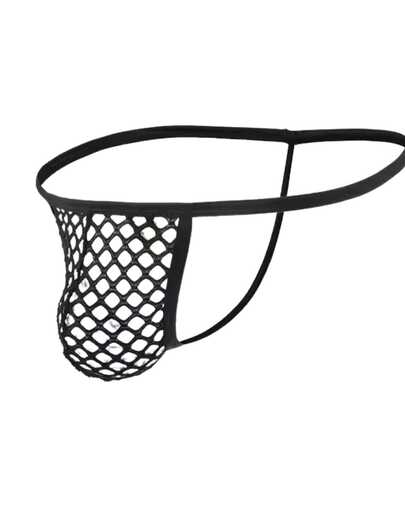 Deluxerie Sexiga svarta mesh-thongs för män - Herrunderkläder med öppen mesh-design - Minimalistiska och andningsbara underkläder för män - Djärv transparent påsmodell - Lätt och bekvämt tyg - Perfekt för fester, rollspel eller speciella tillfällen - Låg midja med resår i midjan - Erotiska underkläder för män - Snabb leverans inom 24-72 timmar