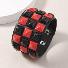 New Fashion Punk Leather Bracelet Unisex Cuff Adjustable Rock Style Wristband Jewelry For Men Women Gifts - Blue Black - View 15