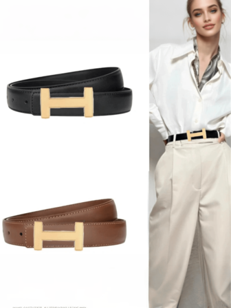1 件高端女士字母 H 腰带，简约休闲，时尚，纯色腰带百搭牛仔裤、连衣裙、装饰外套