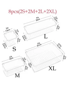 4 Piezas /7 Piezas /8 Piezas /9 Piezas /13 Piezas /25 Piezas/Set de Organizador de Cajón Transparente, Set Libremente Combinable, Organizador de Cajón para Baño, Tocador, Caja de Almacenamiento de Maquillaje, Dormitorio, Utensilios de Cocina y Oficina, Organizador de Mesa Transparente Multifuncional para Mascotas