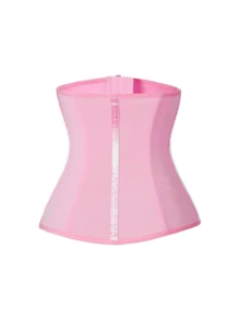 1pc Waist Trainer With Zipper, High Compression Shapewear, Women Waist Cincher - Pink - View 5