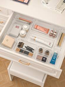 4 Piezas /7 Piezas /8 Piezas /9 Piezas /13 Piezas /25 Piezas/Set de Organizador de Cajón Transparente, Set Libremente Combinable, Organizador de Cajón para Baño, Tocador, Caja de Almacenamiento de Maquillaje, Dormitorio, Utensilios de Cocina y Oficina, Organizador de Mesa Transparente Multifuncional para Mascotas