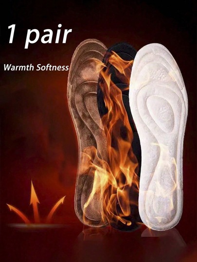 1 Pair Warm Thick Fleece Insoles - Soft & Comfortable, Moisture-Wicking & Odor-Resistant, Fluffy & Warm, Ideal Choice For Winter