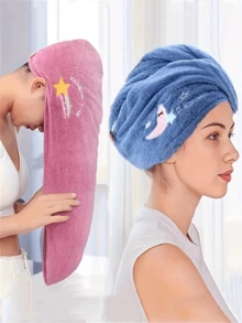 1/5条装干发巾，超强吸水，不起球，柔软亲肤，速干护发，男女通用，适合作为女友/情人节/感恩节礼物 - 彩色 - 查看 2