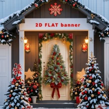 Guirlandas multifuncionais planas 2D para festivais - Faixas de porta de fibra de poliéster brilhante, adequadas para Natal, Halloween, etc. - Fáceis de pendurar, sem necessidade de energia, perfeitas para festas e comemorações, especialmente para o Natal