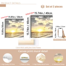 لوحة فنية حائطية حديثة قطعة واحدة، لوحة فنية على قماش بإطار خشبي، لوحة فنية حائطية بإطار خشبي كبير، لوحة فنية لمشهد غروب الشمس على الشاطئ، لوحة فنية لمشهد الساحل الطبيعي والمحيط، مع إطار أو بدون إطار، ديكور غرفة، ديكور منزلي، ديكور شقة طلاب الجامعة، هدايا لديكور الحائط في الفندق، المنزل، هدية مثالية لتدشين المنزل الجديد، غرفة المعيشة، غرفة النوم، الحمام والمكتب