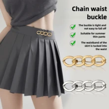 Strângetor de cataramă curea cu lanț din denim, curea metalică reglabilă pentru blugi lejeri, cleme cu nasturi cu fixare instantanee pentru îmbrăcăminte și rochii pentru femei, cleme reutilizabile din denim - Multicolor - Vizualizare 5