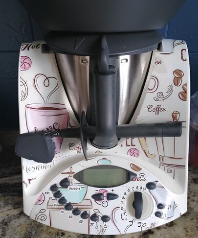 APCym Vinilo Adhesivo para Máquina Cocinar Thermomix TM31 DISEÑO COFFEE HOT Pegatinas decorativas compatibles con robot de cocina Thermomix TM31, diseño de accesorios de cocina, resistente al agua, autoadhesiva