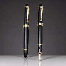 Uma caneta empresarial preta luxuosa - Saída de linhas de caligrafia nítidas/Anotações diárias e assinaturas oficiais/Adequada para estudantes, adultos, empresários/mulheres - Estilo clássico/Escrita suave, material escolar e de escritório