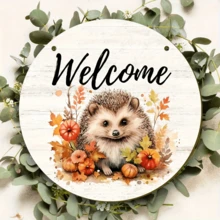 2D Plan - Decorative Signs And Plaques, One Autumn Welcome Sign - Round Wooden Hedgehog Pendant, Suitable For Home, Farm, Cafe, Thanksgiving, Harvest Season - Universal Festival Theme Outdoor Decoration, No Electricity Required Christmas Decorations Home Christmas Gifts Christmas Decor