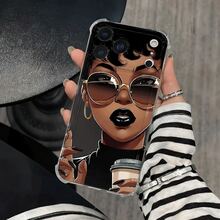Teléfono Belleza Negra Con Gafas De Moda 1 Patrones Cuatro Esquinas Teléfono Móvil Con Impresión Transparente Anticaída, Adecuado Para phone17, 16, 15, 14, 13, 12, 11 Pro X XS Series, Halloween Y Regalos De Acción De Gracias Amigos Y Familiares - transparente - Ver 10
