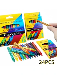 24/12/8/6/Ensemble de crayons de couleur et de pastels à l'huile, fournitures d'art non tachantes, matériel de dessin pour la maternelle - Couleurs vives et sûres pour la peinture créative des enfants, idéal pour l'éducation artistique précoce et les projets d'artisanat manuels des tout-petits. - Multicolore - Voir 3