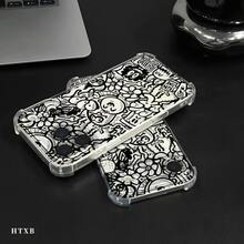 Funda para teléfono con diseño de grafiti negro, esquinas reforzadas y protección anticaídas. Compatible con phone 17, 16, 15, 14, 13, 12, 11 Pro, X y XS. Ideal para regalar a amigos y familiares en Halloween y Acción de Gracias. - transparente - Ver 4