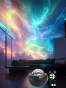 1 件北极光 LED 投影灯 - USB 供电、遥控、可调亮度、令人惊叹的星系和星云效果、适用于卧室、客厅或办公室装饰、适合 14 岁青少年、卧室壁灯 - 彩色 - 查看 3