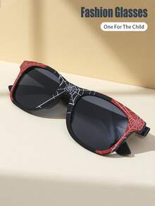 1 Pair Kids/Adults Spider Cartoon Frame Coated Lens Classic Retro Casual Fashion Glasses, Suitable For Daily, Holiday, Party Use
