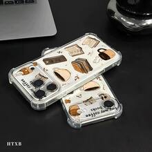 Pegatinas para teléfono móvil con diseños de libros de café, impresión transparente anticaídas en las cuatro esquinas, compatibles con las series 17, 16, 15, 14, 13, 12, 11 Pro, X y XS; Regalos para amigos y familiares en Halloween - transparente - Ver 2