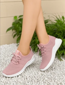 2025 New Women's Breathable Mesh Running Shoes - Lightweight Casual Sports Shoes. With Stable Support, Soft Rubber Sole And Solid Color Design, They Are Suitable For Walking, Jogging And Daily Wear. They Are Fashionable And Comfortable Shoes. - 櫻花粉 - 查看 2