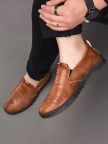 Zapatos Formales Informales Y De Negocios Versátiles,Mocasines de conducción casuales para hombres con parte superior de doble capa, Zapatos casuales de moda para hombre.Mocasines Suaves Sin Cordones Para Hombre Exclusivos De La Marca,estilo de deslizamiento para primavera/verano, zapatos suaves y cómodos - Marrón - Ver 4