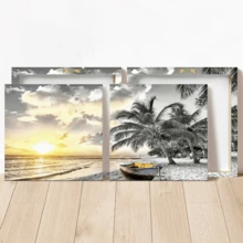 لوحة فنية حائطية حديثة قطعة واحدة، لوحة فنية على قماش بإطار خشبي، لوحة فنية حائطية بإطار خشبي كبير، لوحة فنية لمشهد غروب الشمس على الشاطئ، لوحة فنية لمشهد الساحل الطبيعي والمحيط، مع إطار أو بدون إطار، ديكور غرفة، ديكور منزلي، ديكور شقة طلاب الجامعة، هدايا لديكور الحائط في الفندق، المنزل، هدية مثالية لتدشين المنزل الجديد، غرفة المعيشة، غرفة النوم، الحمام والمكتب