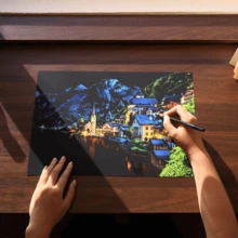 A3 Größe Stadt Landschaft Kratzbild Malset, kreatives DIY Zeichnen Set für Erwachsene, farbiges Kratzbild Papier, Geburtstags-/Feiertags-/Weihnachts-/Neujahrgeschenk - Verschiedenfarbig - Übersicht 3