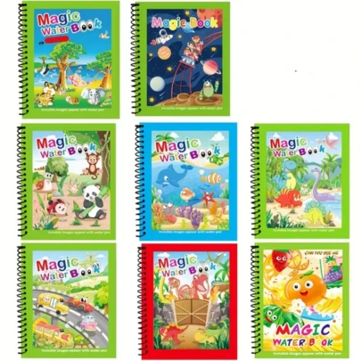 Bộ 4 cuốn sổ vẽ màu nước ma thuật, sổ phác thảo màu nước tái sử dụng, phù hợp cho người mới bắt đầu và người yêu nghệ thuật, quà tặng cho học sinh, mỗi cuốn kèm theo 1 bút màu ngẫu nhiên.