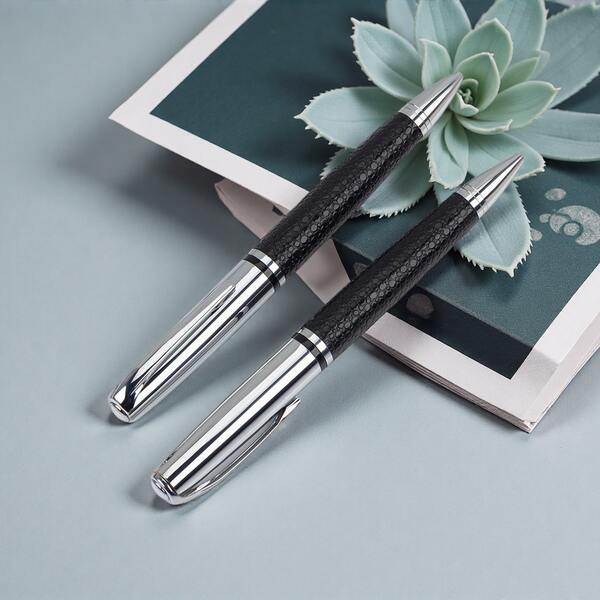 1 caneta esferográfica de metal giratória luxuosa (embalagem de Pu), tinta sem manchas/adequada para tarefas escolares, reuniões de negócios e uso ao ar livre/perfeita para estudantes/empresários e para presentear - design moderno