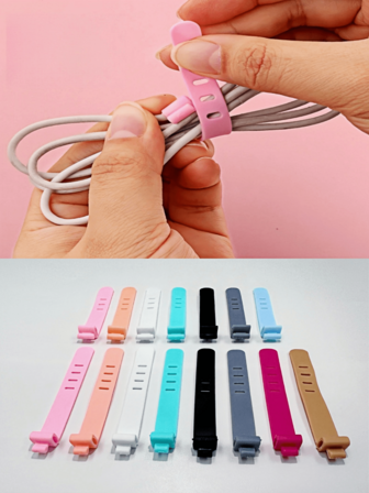 Silicone Cable Ties, Cable Fasteners, Cord Organizer, Mouse And Headphone Holder, Data Cable Fasteners, Silicone Cable Ties, Portable Data And Network Cable Organizer, Wired Headphone Anti-Lost Strap, Portable Silicone Strap Buckle For Data Cable Management, Ethernet Cable, Headphone, Charging Cable, Anti-Damage, Cable Organizer