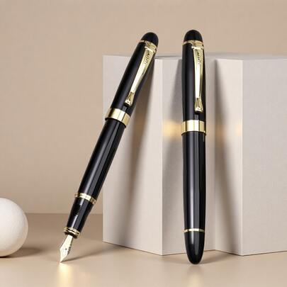 Uma caneta empresarial preta luxuosa - Saída de linhas de caligrafia nítidas/Anotações diárias e assinaturas oficiais/Adequada para estudantes, adultos, empresários/mulheres - Estilo clássico/Escrita suave, material escolar e de escritório