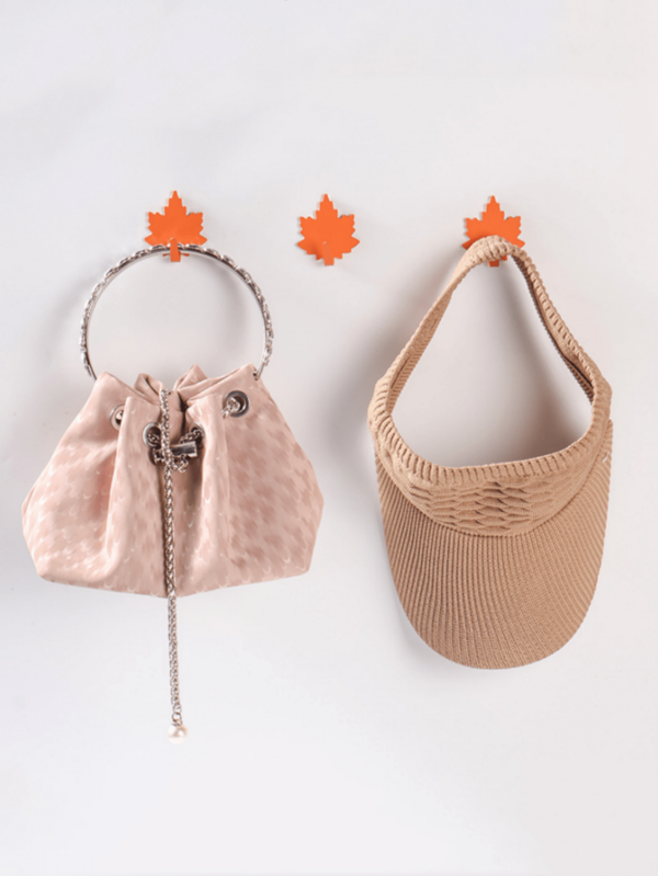 6pcs/1pc Maple Leaf Adhesive Hooks, No Drilling Required, Bathroom Kitchen Closet Storage Hooks, Strong Sticky Hooks